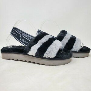 Koolaburra UGG Slipper Sandals Striped Slides Black Gray Womens Size 10